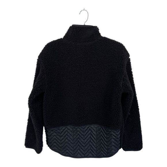 Athleta | Cozy Sherpa Snap Sweatshirt Women’s Black Fleece Pullover Size XS - Picture 2 of 9